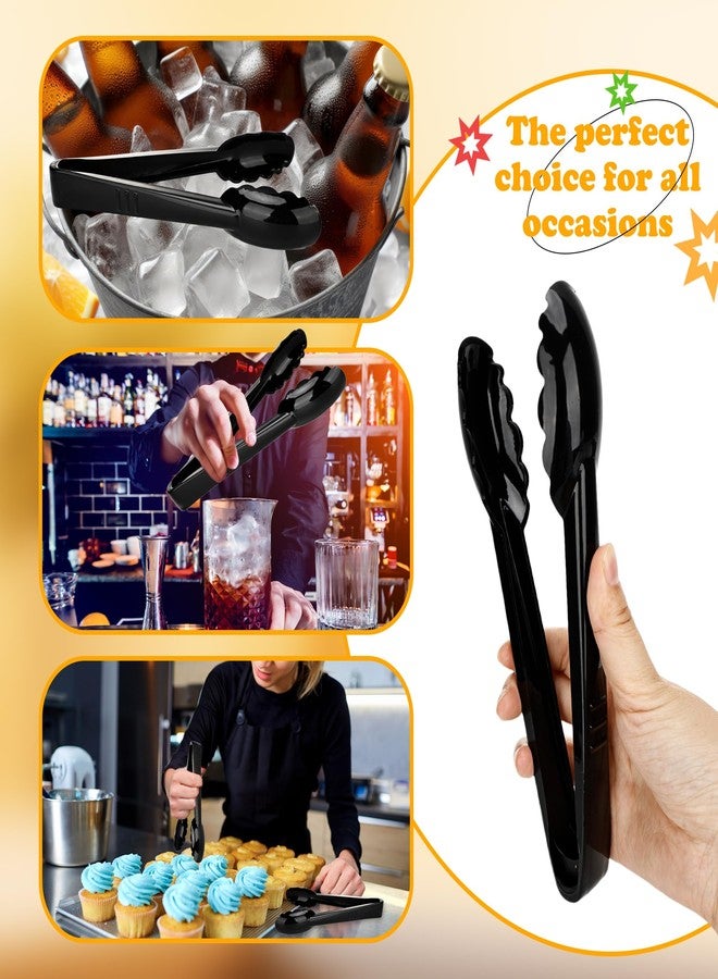 Drayear 30 Pack 9 Inch Black Plastic Serving Tongs Durable Disposable Scalloped Buffet Food Tongs for Buffet Salad BBQ Catering Parties and Events - Image 3