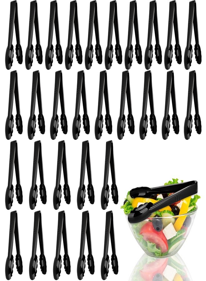 Drayear 30 Pack 9 Inch Black Plastic Serving Tongs Durable Disposable Scalloped Buffet Food Tongs for Buffet Salad BBQ Catering Parties and Events - Image 1