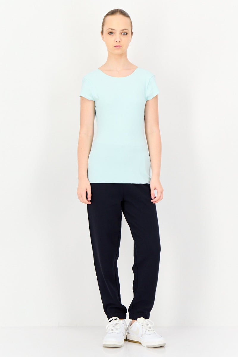 Nike Women Sportswear Fit Short Sleeve Yoga Top, Turquoise - Image 2