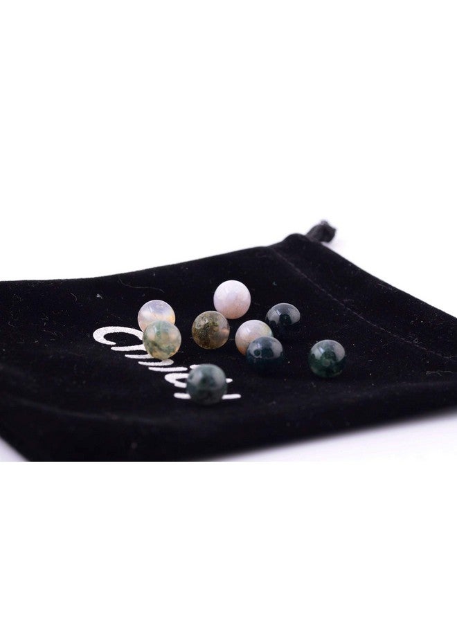 سميدي خرز من الحجر الطبيعي 100 قطعة 8 مم من العقيق الهندي المستدير من الحجر الحقيقي خرز فضفاض من الأحجار الكريمة بحجم ثقب 1 مم خرز ناعم للأساور والقلادات والأقراط لصنع المجوهرات (عقيق هندي) - Image 4