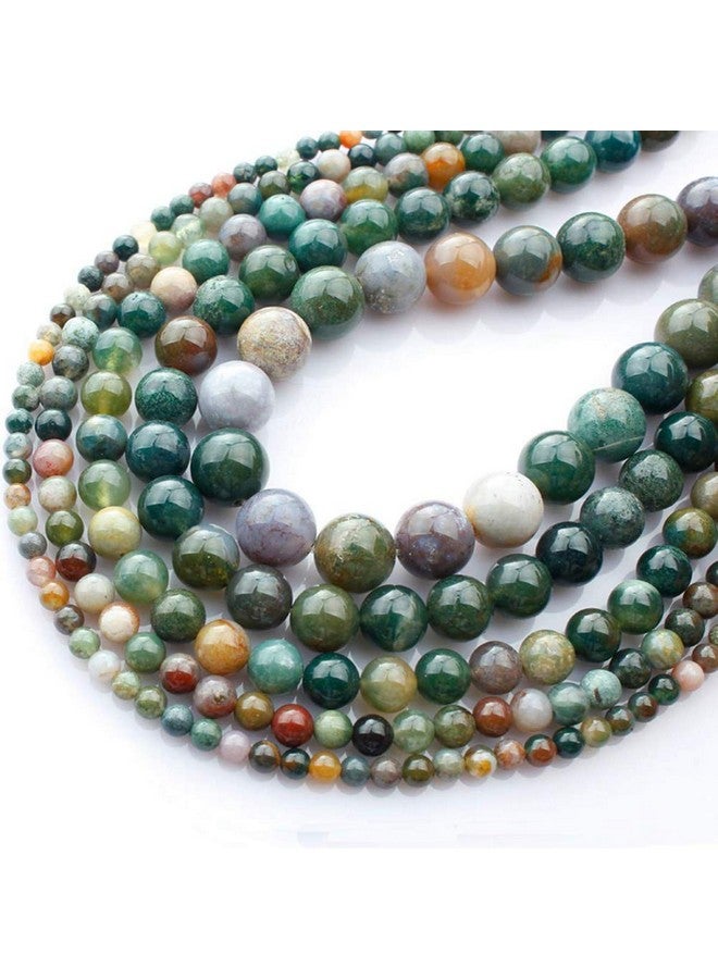 سميدي خرز من الحجر الطبيعي 100 قطعة 8 مم من العقيق الهندي المستدير من الحجر الحقيقي خرز فضفاض من الأحجار الكريمة بحجم ثقب 1 مم خرز ناعم للأساور والقلادات والأقراط لصنع المجوهرات (عقيق هندي) - Image 2