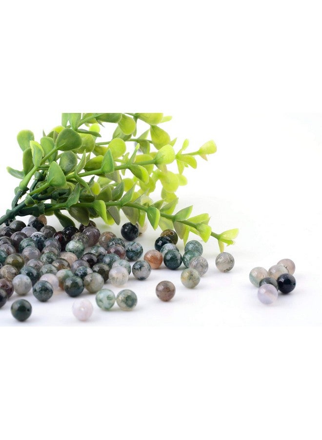 سميدي خرز من الحجر الطبيعي 100 قطعة 8 مم من العقيق الهندي المستدير من الحجر الحقيقي خرز فضفاض من الأحجار الكريمة بحجم ثقب 1 مم خرز ناعم للأساور والقلادات والأقراط لصنع المجوهرات (عقيق هندي) - Image 3