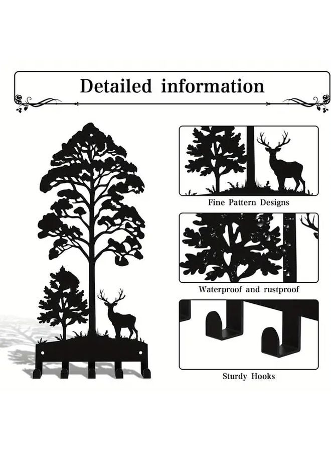 رفافة حائط معدنية سوداء لتعليق المفاتيح للمدخل والممر والمكتب - Image 5