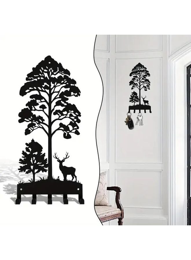 رفافة حائط معدنية سوداء لتعليق المفاتيح للمدخل والممر والمكتب - Image 2