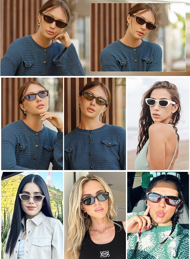 AZorb Oval Sunglasses Women Cat Eye Trendy Retro Sun Glassess for Women's Ladies Eye Sunglass UV400 Protection Men Womens Sun Glas for Travel Shades Daily Eyewear Black - Image 5