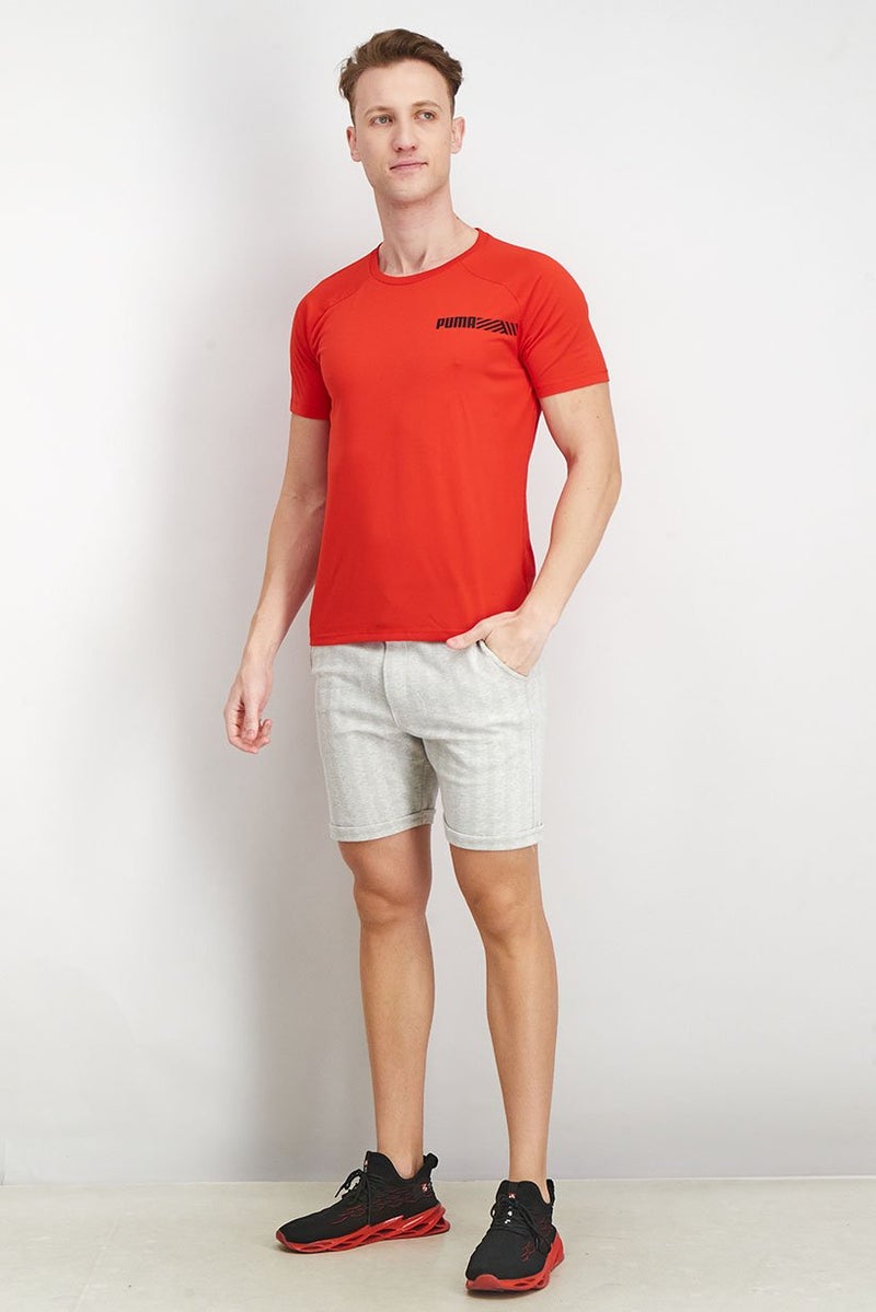 PUMA Men Sportswear Fit Short Sleeve Classic Logo t-Shirt, Red - Image 3