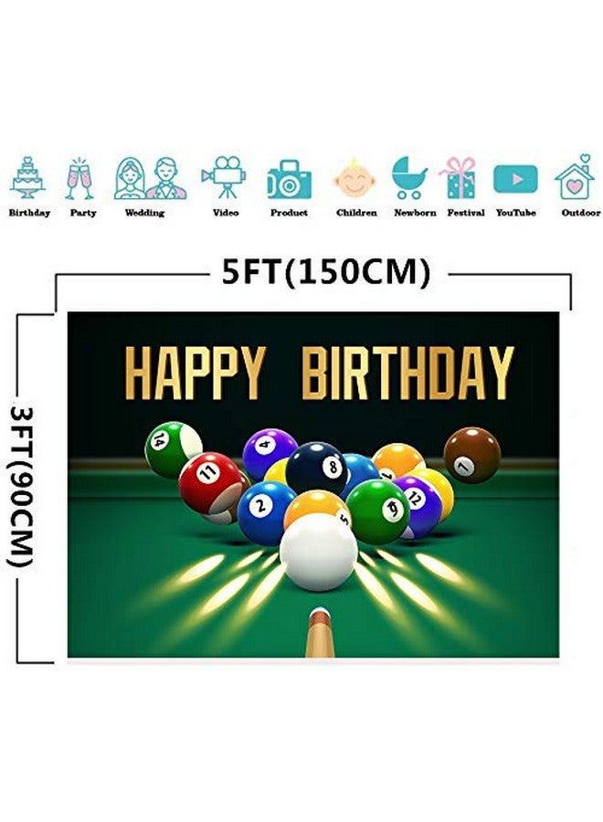 FHZON Happy Birthday Backdrop Fhzon 5X3Ft Snooker Contest Beginning Entertainment Game Photography Background Theme Party Fiesta Banner Table Decor Photo Booth Props Ptbyyfh1 - Image 5