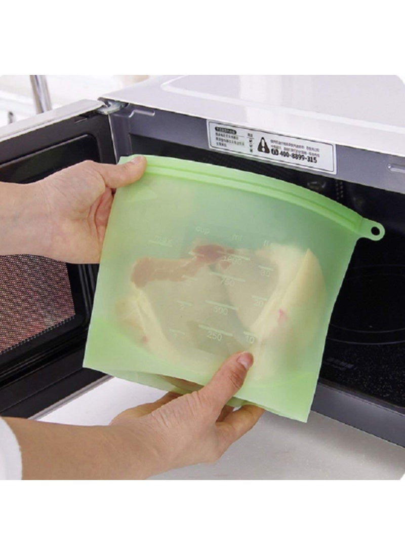 svk dream SVK Dream Reusable Silicone Food Storage Airtight Zip Seal Bag for Kitchen Refrigerator Multi Color 1000 ml Set of 2  - Image 5