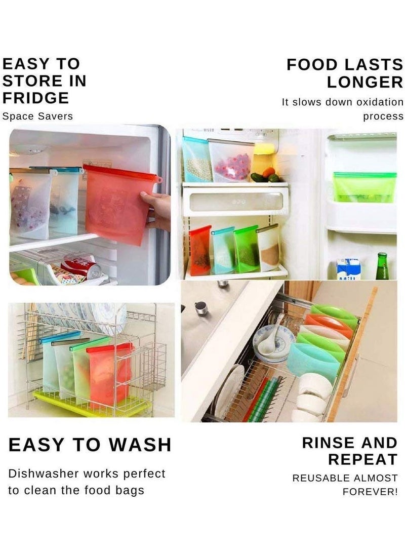 svk dream SVK Dream Reusable Silicone Food Storage Airtight Zip Seal Bag for Kitchen Refrigerator Multi Color 1000 ml Set of 2  - Image 3