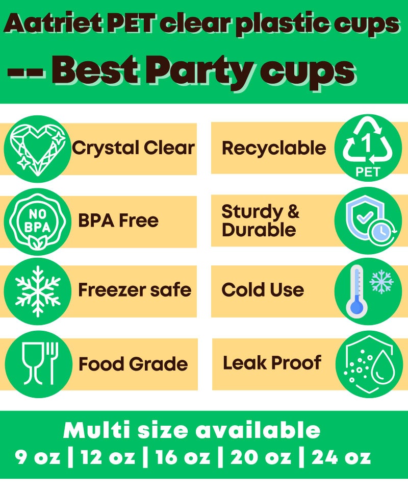 Aatriet 100 Pack 24 Oz Clear Plastic Cups  24Oz Clear Disposable Punch Cups Wine Glasses  Sturdy Recylable Drinking Cup For Wedding Party  Cocktail Cup  Plastic Tumblers For Cold Drinks - Image 3