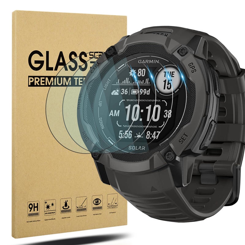 Diruite Pack of 4 Tempered Glass Screen Protectors for Garmin Instinct 2X Solar, Anti-Scratch, Bubble-Free - Image 3