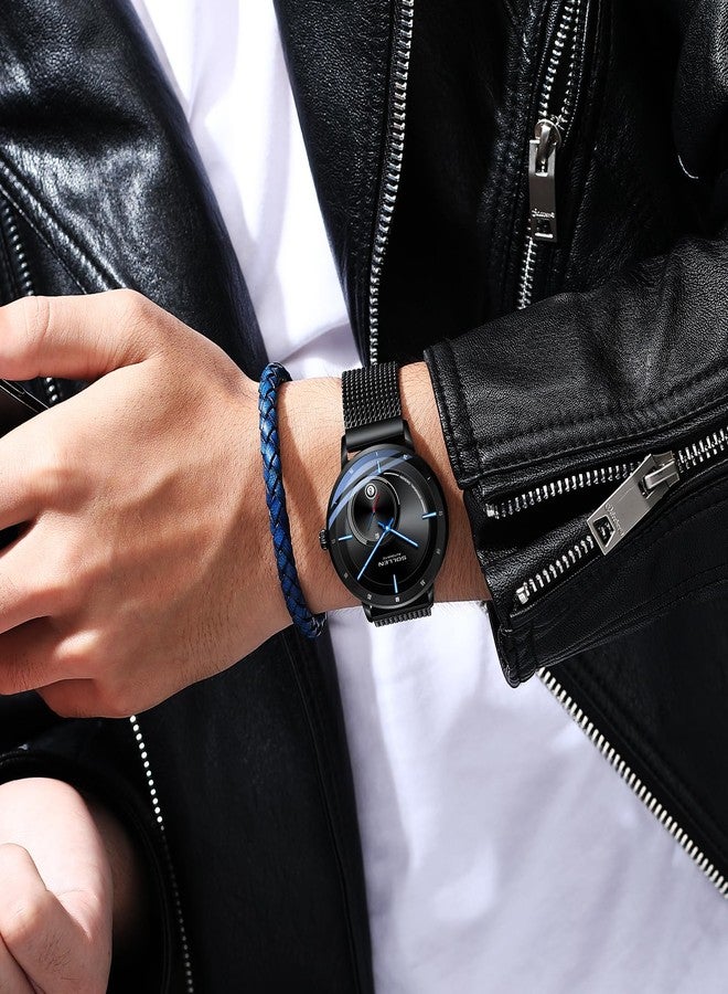 SOLLEN Automatic Watches for Men, Black Minimalist Mechanical Watch, Waterproof Stainless Steel Wristwatch with Calendar & Luminous, Casual Formal Business Self-Winding Watch, Luxury Gift for Male - Image 2