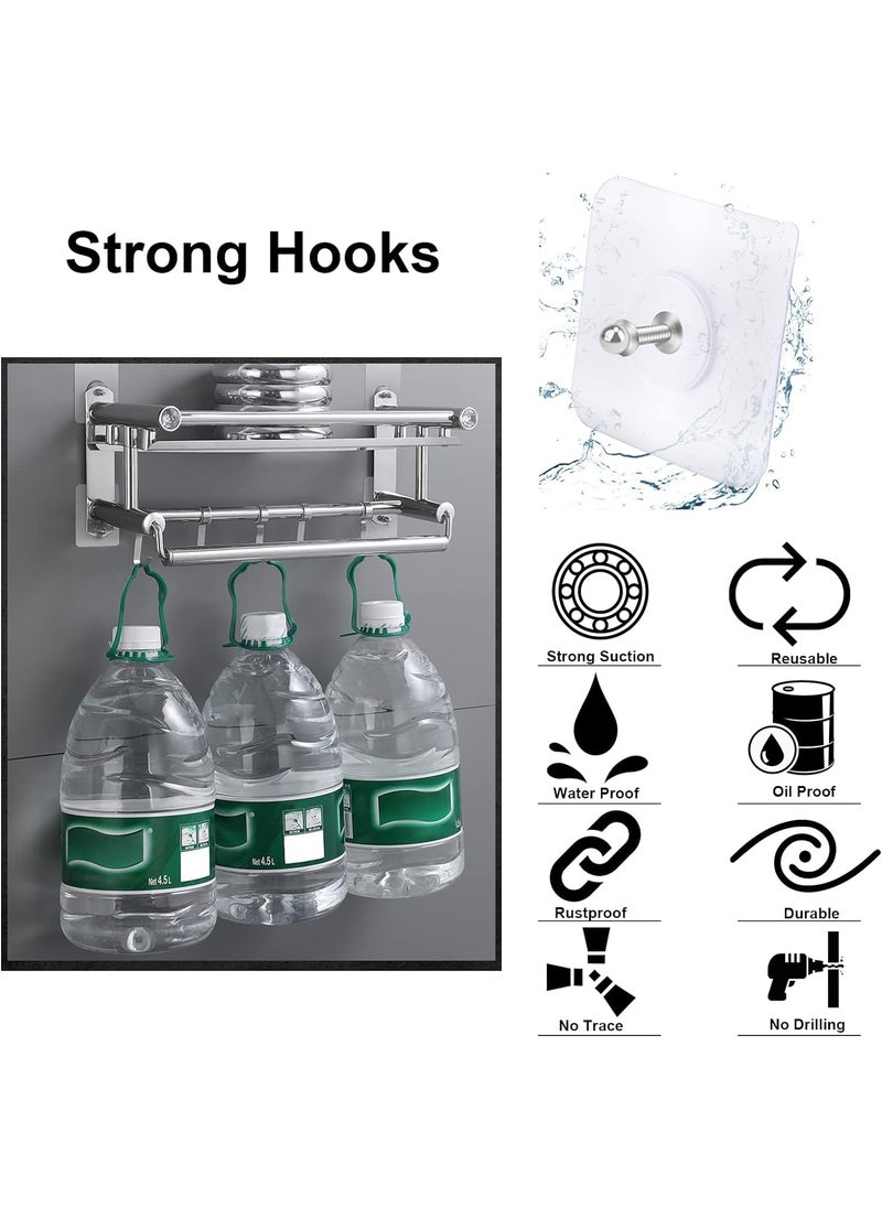 SHOPPOFOBIX SHOPPOFOBIX Adhesive Hooks 132LBMax Heavy Duty Self Adhesive Hooks Transparent Waterproof and Oilproof Wall Hooks for Kitchen Bathroom Shower Door Outdoor Nail Hook 15  - Image 5