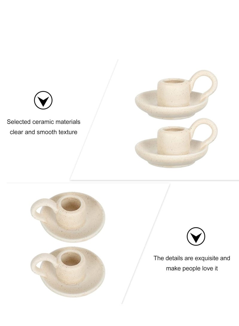 Excefore حاملات شموع خزفية، حاملات شموع زخرفية، ديكور عشاء الشموع، قواعد استقرار الشموع، حاملات شموع مزودة بمقابض، قطع عرض الشموع، هدايا تدفئة المنزل، للطاولة، قطعة مركزية، زفاف - Image 5