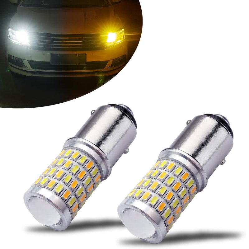 iBrightstar Super Bright 1157 2057 2357 7528 BAY15D P215W Switchback LED Bulbs with Projector Replacement for Daytime Running LightsDRL and Turn Signal Lights WhiteAmber