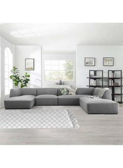 KARNAK Astorn 4 Seater U-Shape Velvet Sofa, Interior Furniture, Comfortable Sofa, High quality Velvet (Grey)  - Image 1