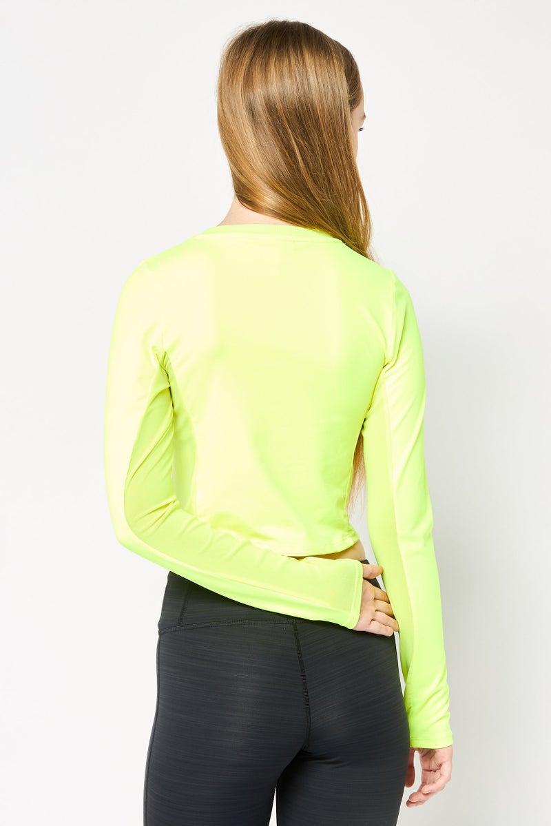 Ellesse إيليس x سمايلي ملابس رياضية نسائية بليزر طويل الأكمام، أصفر نيون - Image 4