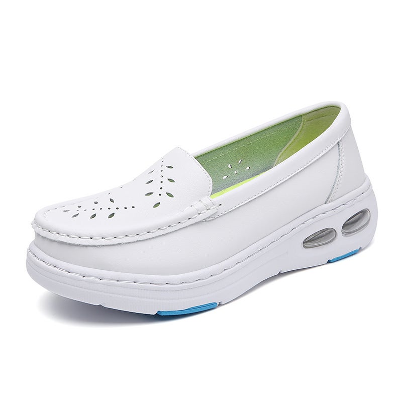 Nurse Shoes Leather Women'S Air Cushion Soft Bottom Breathable Not Tired Feet Hospital Work Shoes A Generation Of Hair - Image 1