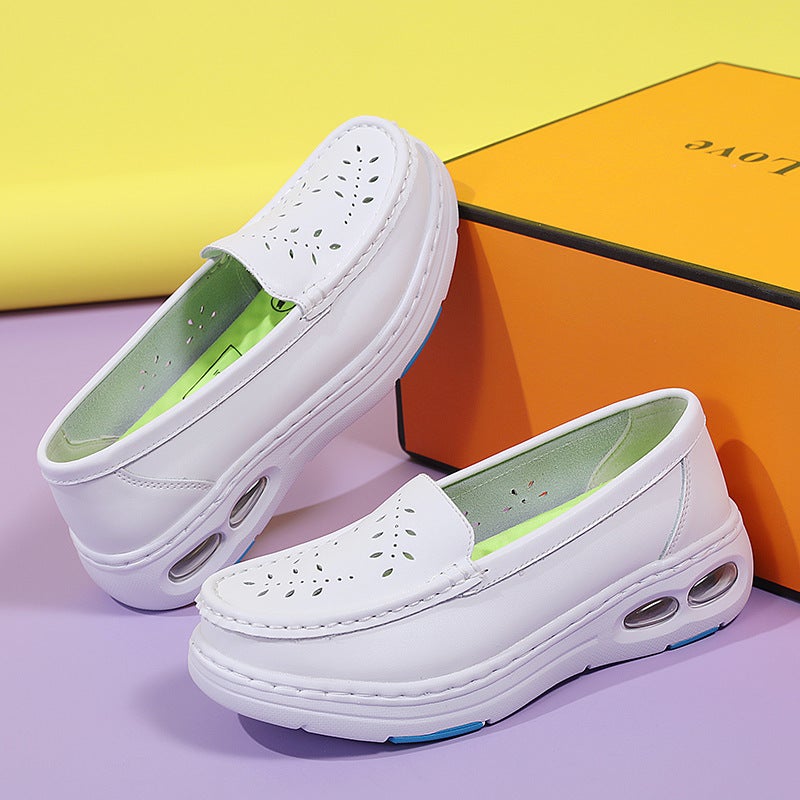 Nurse Shoes Leather Women'S Air Cushion Soft Bottom Breathable Not Tired Feet Hospital Work Shoes A Generation Of Hair - Image 4