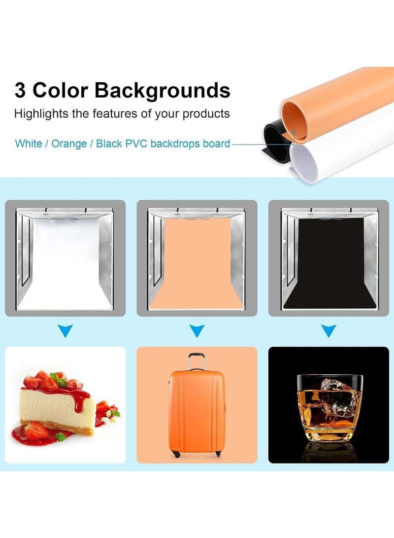 PULUZ PULUZ 80cm Folding Portable 80W 9050LM White Light Photo Lighting Studio Shooting Tent Box Kit 156LED with 3 Colors Backdrops (Black, White, Orange)  - Image 3