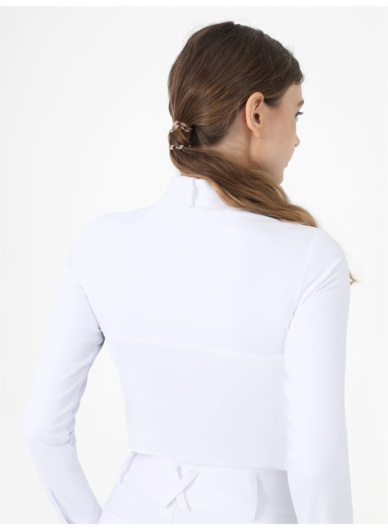 general Women's Equestrian Shirts Long Sleeve Horse Riding Clothes Stand Collar Show Rider Top - Image 4