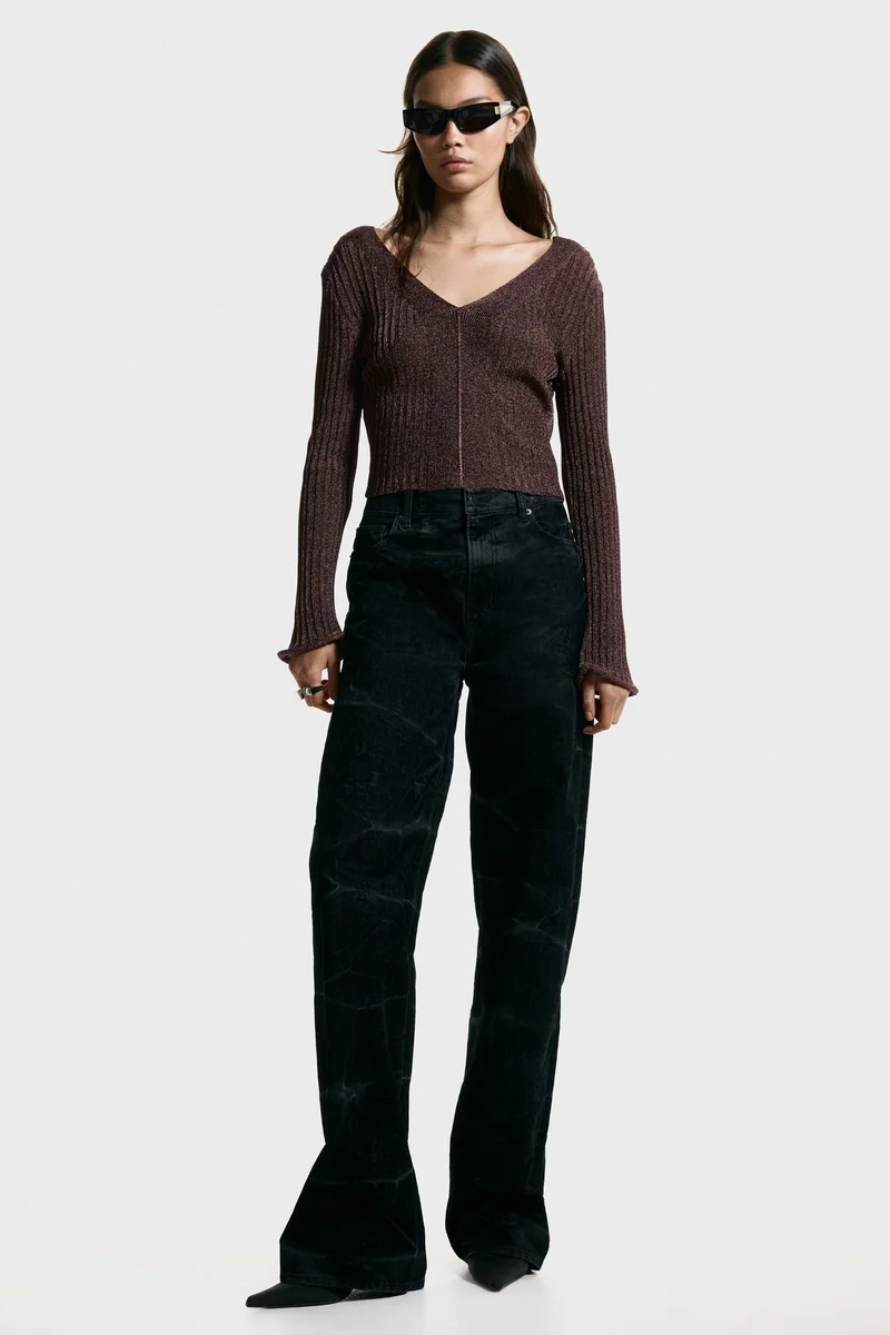 H&M Glittery rib-knit top