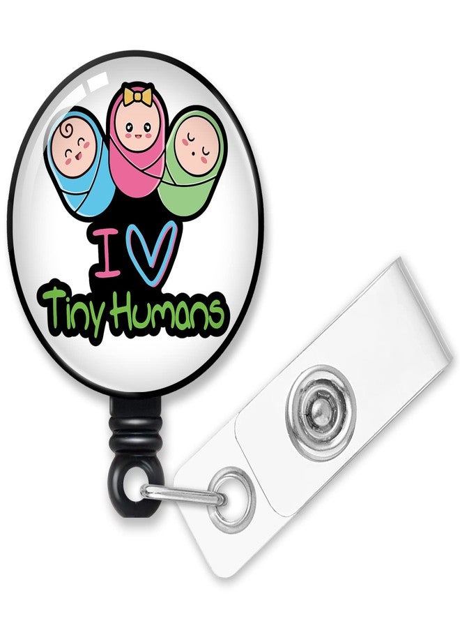QYUVK Retractable I Love Tiny Humans Badge Reel with Alligator Clip, Funny Babies Badge Holder Gift for Doctors Nurses RN EN L&D OB Labor Delivery NICU Nurse Nursing School Students, Nurse Day Gifts - Image 1