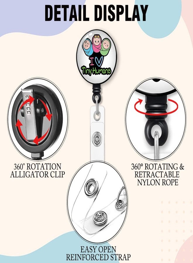 QYUVK Retractable I Love Tiny Humans Badge Reel with Alligator Clip, Funny Babies Badge Holder Gift for Doctors Nurses RN EN L&D OB Labor Delivery NICU Nurse Nursing School Students, Nurse Day Gifts - Image 4