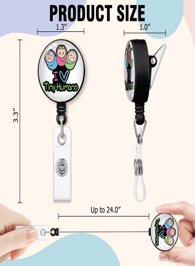 QYUVK Retractable I Love Tiny Humans Badge Reel with Alligator Clip, Funny Babies Badge Holder Gift for Doctors Nurses RN EN L&D OB Labor Delivery NICU Nurse Nursing School Students, Nurse Day Gifts - Image 2