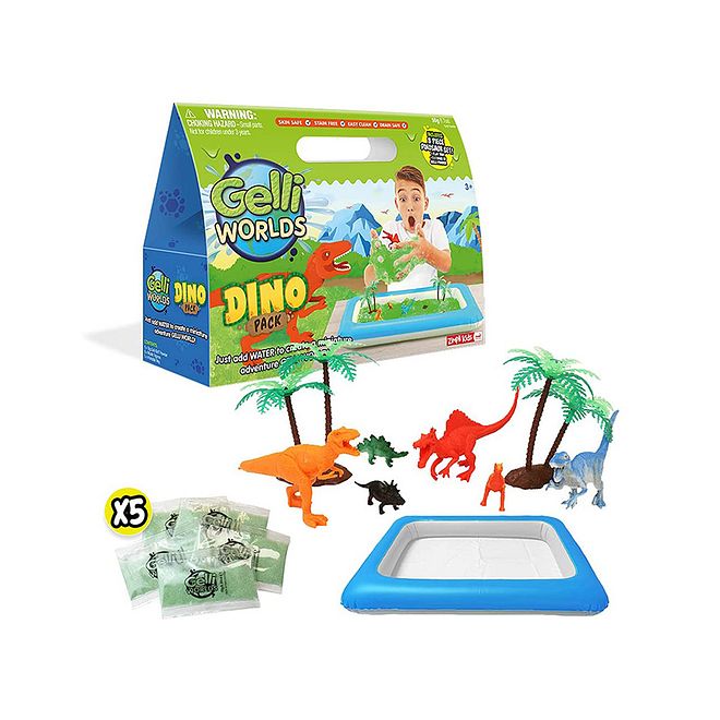 Gelli Baff Dino Pack Activity Kit for Kids 3 , Multicolor Sensory Play Set, 8pc with Inflatable Tray - Image 1