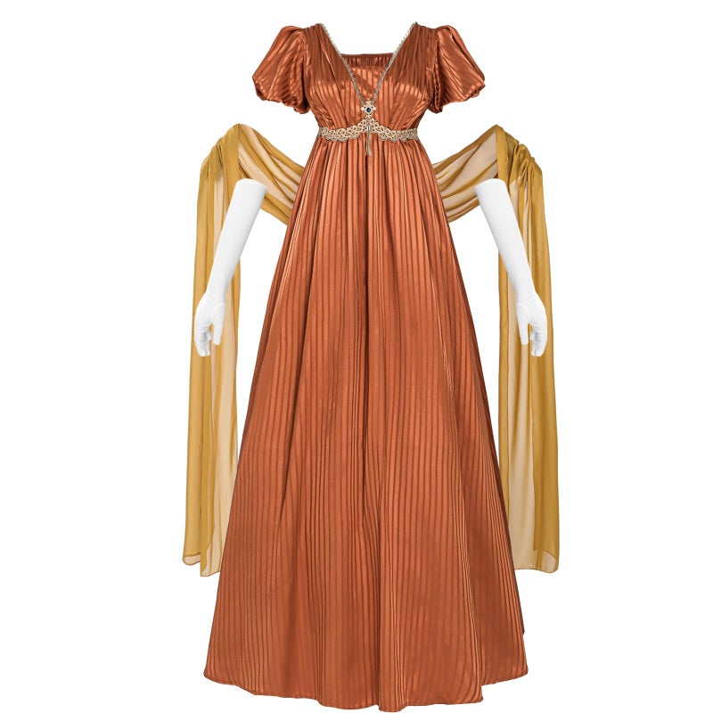 NSPSTT Regency Dresses for Women Plus Size Victorian Ball Gown Tea Party Empire Waist Costume with Glove,Size M - Image 1