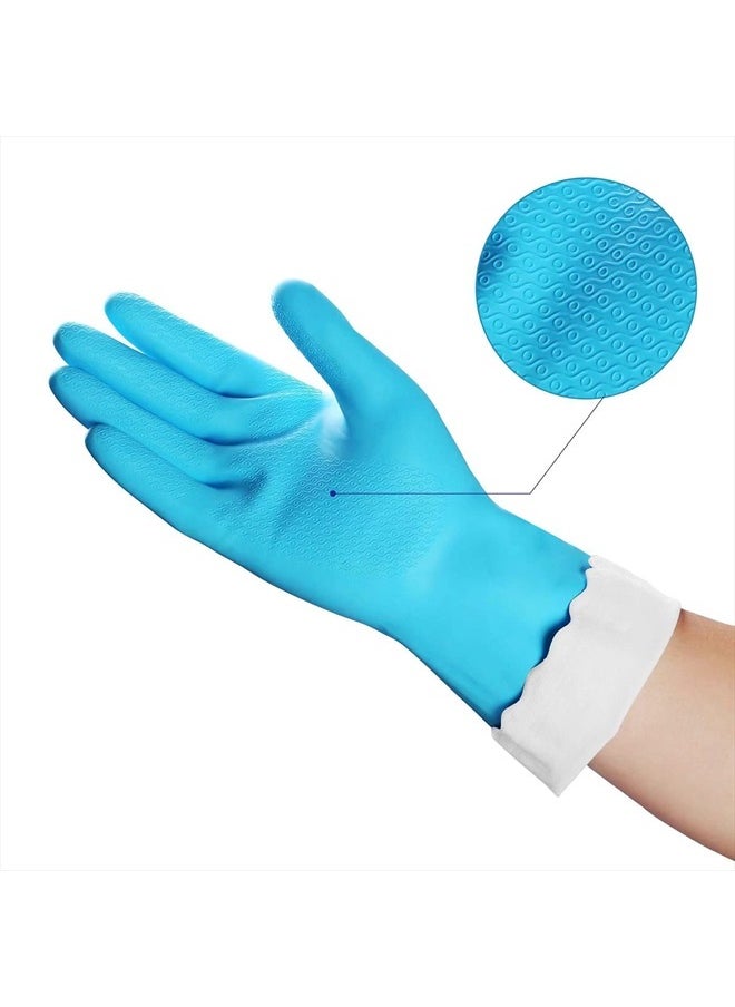 Household Cleaning Gloves - Reusable Kitchen Dishwashing Gloves with Latex free, Cotton lining, Waterproof, Non-Slip (Medium, 3 Pairs)