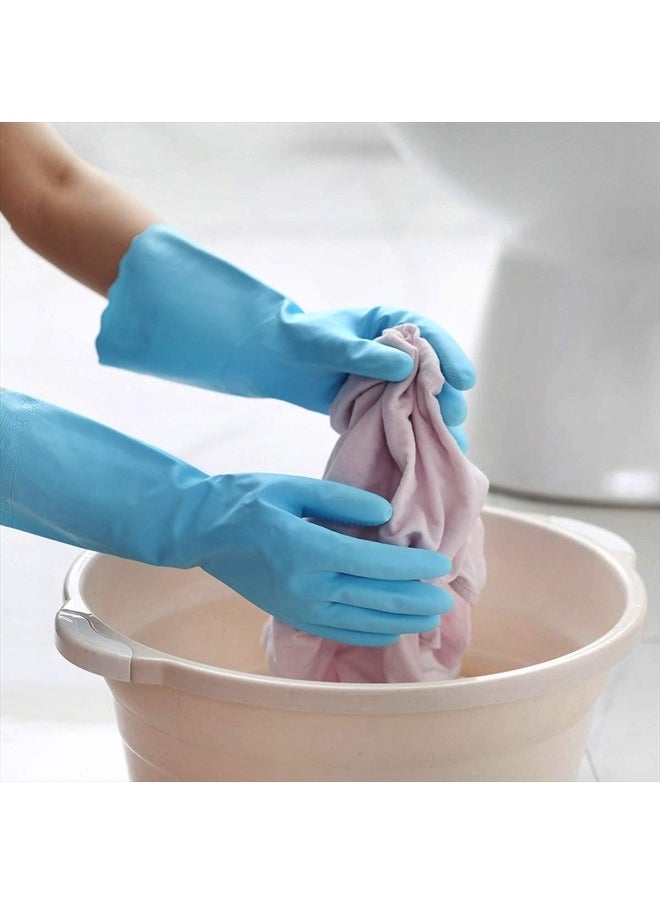 Household Cleaning Gloves - Reusable Kitchen Dishwashing Gloves with Latex free, Cotton lining, Waterproof, Non-Slip (Medium, 3 Pairs)