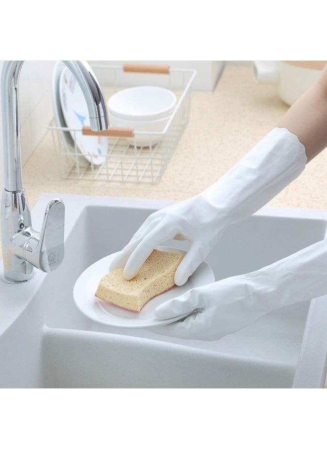 Household Cleaning Gloves - Reusable Kitchen Dishwashing Gloves with Latex free, Cotton lining, Waterproof, Non-Slip (Medium, 3 Pairs)