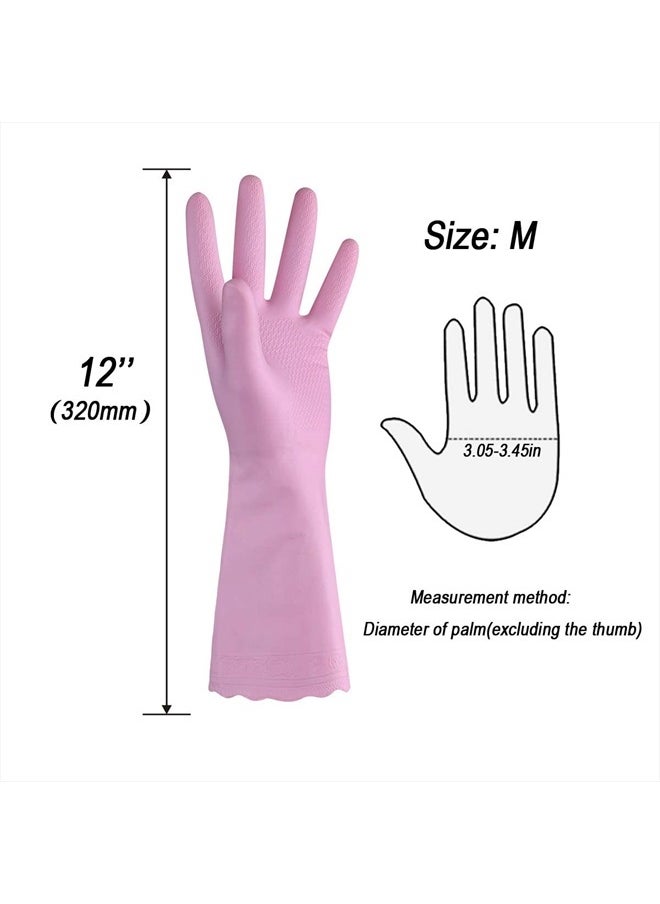 Household Cleaning Gloves - Reusable Kitchen Dishwashing Gloves with Latex free, Cotton lining, Waterproof, Non-Slip (Medium, 3 Pairs)