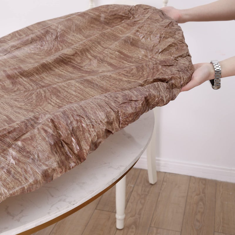 Walrus Round Vinyl Fitted Tablecloth with Flannel Backing Elastic Edge Design Table Cover Waterproof Oil-Proof PVC Table Cloth Stain-Resistant Best for 57"-66" Round - Image 3