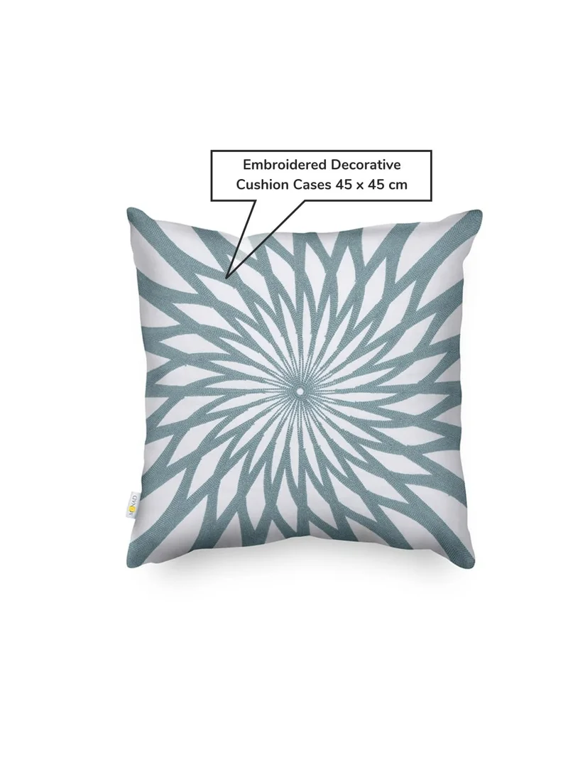 Donetella Decorative Embroidered Cushion Cover green/white 45x45Cm(Without Filler)