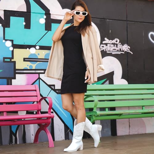 IUV Cowboy Boots For Women Pointy Toe Women's Western Boots Cowgirl Boots Mid Calf Boots - Image 4