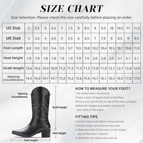 IUV Cowboy Boots For Women Pointy Toe Women's Western Boots Cowgirl Boots Mid Calf Boots - Image 2