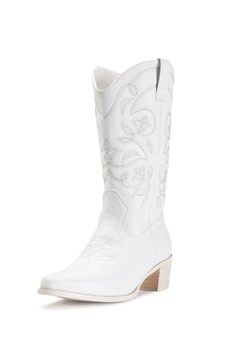 IUV Cowboy Boots For Women Pointy Toe Women's Western Boots Cowgirl Boots Mid Calf Boots - Image 1