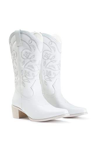 IUV Cowboy Boots For Women Pointy Toe Women's Western Boots Cowgirl Boots Mid Calf Boots - Image 5
