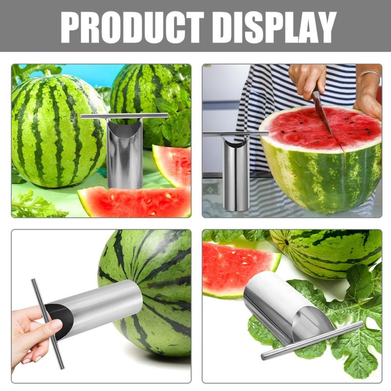 مجموعة ستانلس ستيل لثقب وتقطيع البطيخ، ٢ قطعة، أداة تقطيع فواكه كبيرة ومتوسطة - Image 4