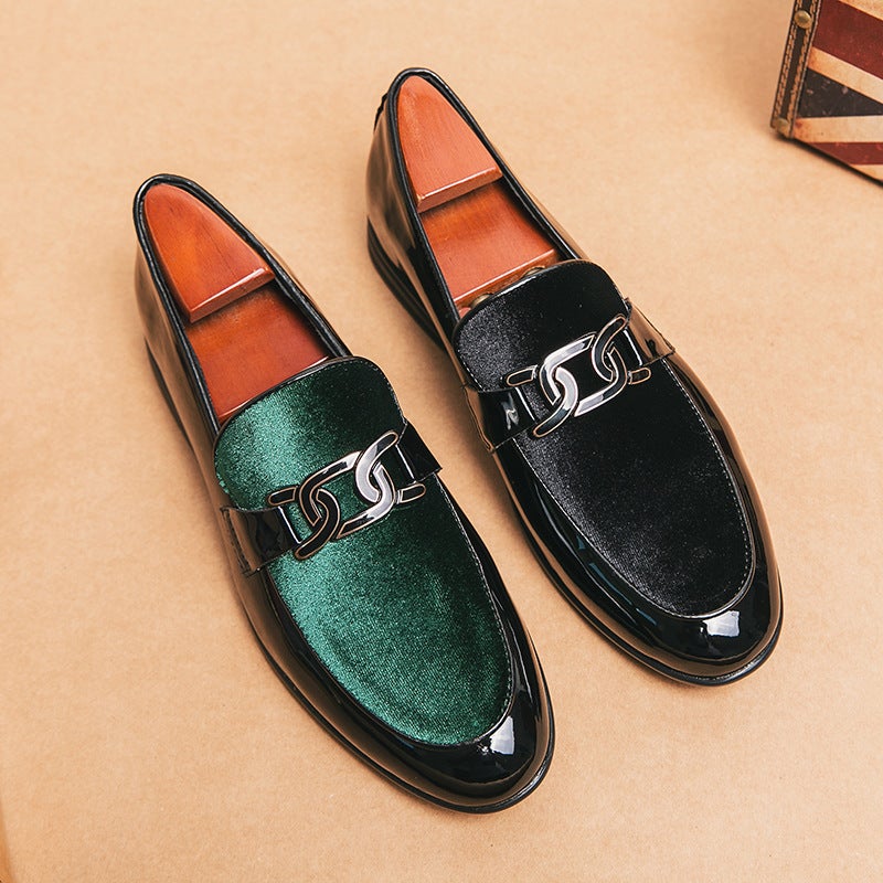 2024 Slip-On Glossy Corduroy Pointed Toe Plus Size Leather Shoes Sleeve Casual Leather Shoes For Men - Image 2