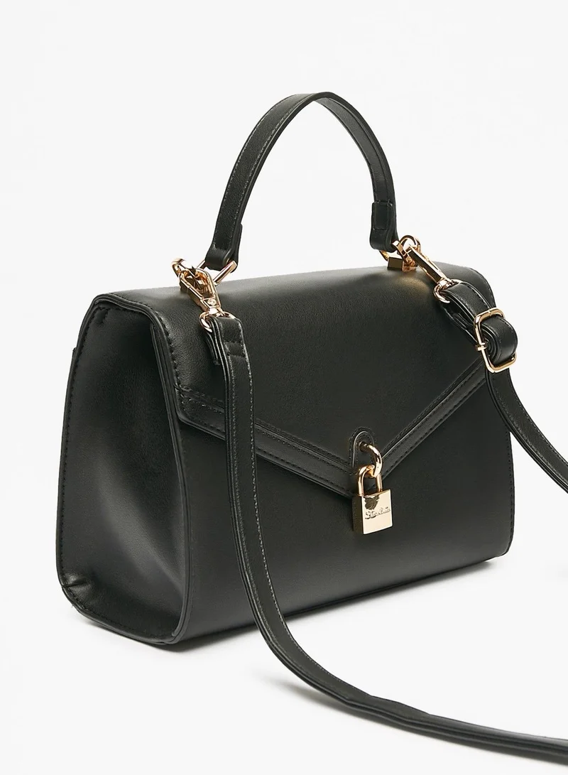 Flora Bella By Shoexpress Womens Solid Satchel Bag with Adjustable Handle and Lock Accent Ramadan Collection