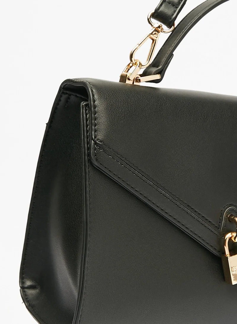 Flora Bella By Shoexpress Womens Solid Satchel Bag with Adjustable Handle and Lock Accent Ramadan Collection