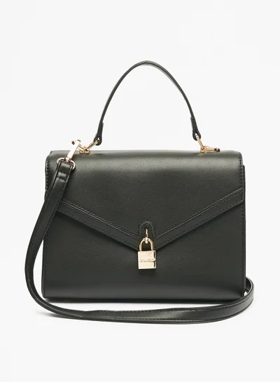 Flora Bella By Shoexpress Womens Solid Satchel Bag with Adjustable Handle and Lock Accent Ramadan Collection