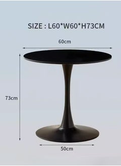LANNYHOME Jeffcoco Furniture Outdoor Table Round metal Patio Table,Garden Table,Black White Coffee Table Side Table Indoor Furniture Metal Frame home decor single table 1 piece (Black)  - Image 3
