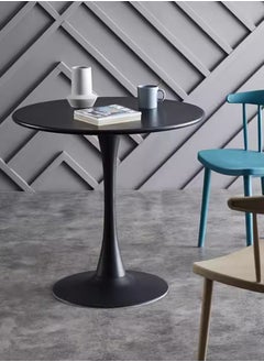 LANNYHOME Jeffcoco Furniture Outdoor Table Round metal Patio Table,Garden Table,Black White Coffee Table Side Table Indoor Furniture Metal Frame home decor single table 1 piece (Black)  - Image 4