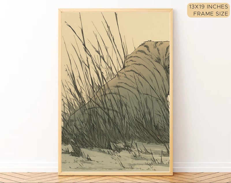 Gamya Framed Japan Samurai Theme Wall Painting Posters For Office, Living Room, Bedroom Wall Decor - Japanese Japandi Samurai Aesthetic Room Decor (Tiger & Samurai, 13x19 Inches, Framed) - Image 3