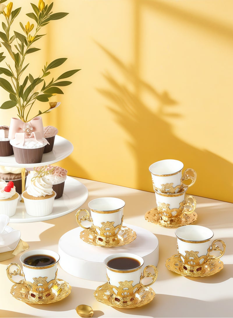 Ceramic Coffee Mugs  / Tea Cups 24K gold powder coloring Suitable for family party / family gatherings, home decoration, Family Daily,Business Reception and can also be used for gift boxes (Set of 6)  - Image 1
